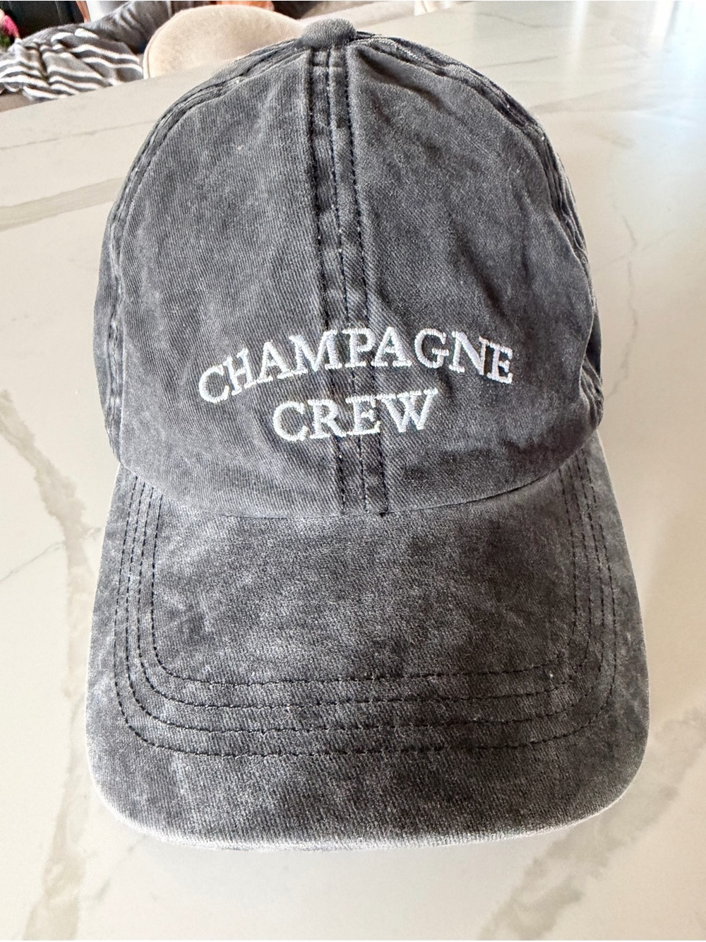 Champagne Crew Embroidered Cap - Washed Gray